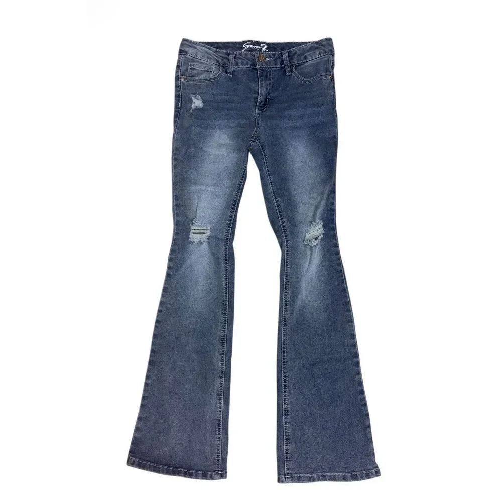 Seven7 Mini Gabby Distressed Flare Jeans